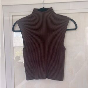 Zara Brown cropped Sleeveless Ribbed turtleneck -size M